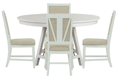 Magnussen - Heron Cove Chalk White And Dovetail Grey 52" Round Dining Table With 4 Upholstered Side Chairs - D4400-27-KIT3 view 1
