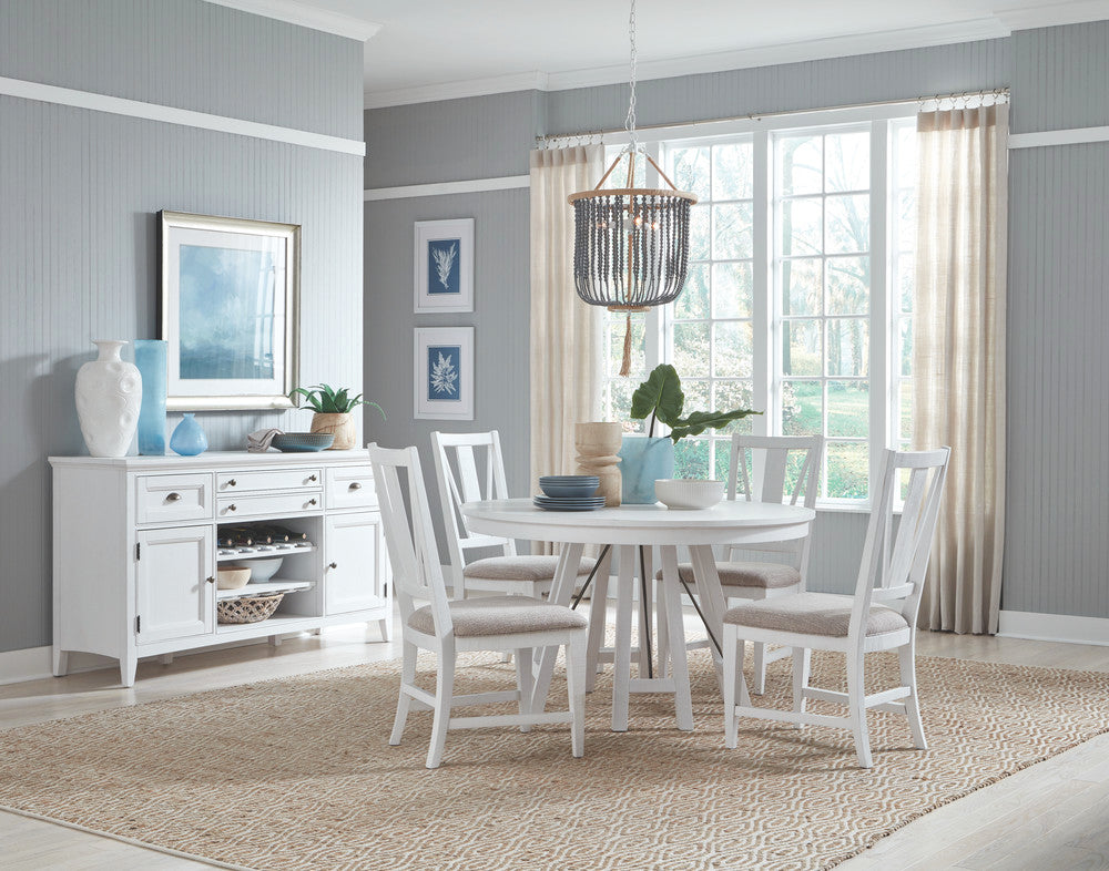 Magnussen - Heron Cove Chalk White And Dovetail Grey 52" Round Dining Table With 4 Upholstered Side Chairs - D4400-27-KIT3 view 9