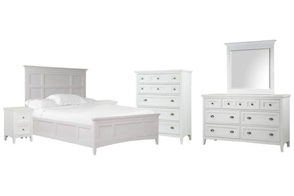 Magnussen - Heron Cove Chalk White And Dovetail Grey California King Panel Bed 2 Small Nightstands Drawer Dresser With Landscape Mirror And Drawer Chest - B4400-74-KIT10 view 1