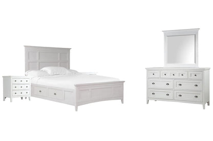 Magnussen - Heron Cove Chalk White And Dovetail Grey California King Panel Storage Bed 2 Nightstands And Drawer Dresser With Landscape Mirror - B4400-75-KIT4 view 1