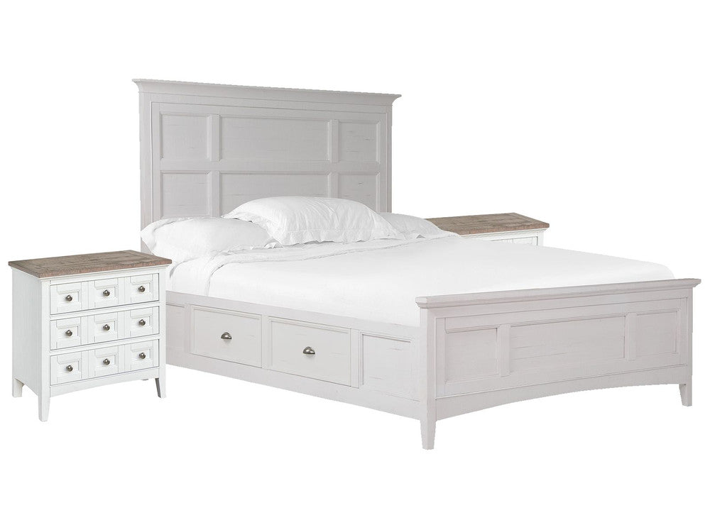 Magnussen - Heron Cove Chalk White And Dovetail Grey California King Panel Storage Bed With 2 Nightstands (Two Tone) - B4400-75-KIT13 view 1