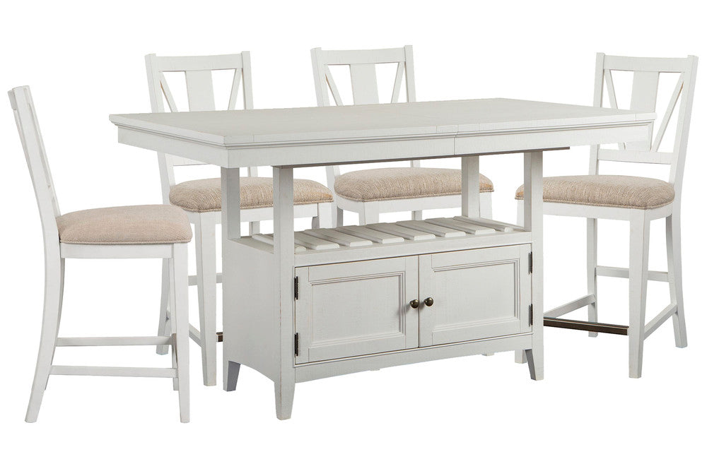 Magnussen - Heron Cove Chalk White And Dovetail Grey Extendable Counter Height Dining Table With 4 Counter Chairs - D4400-42-KIT1 view 1