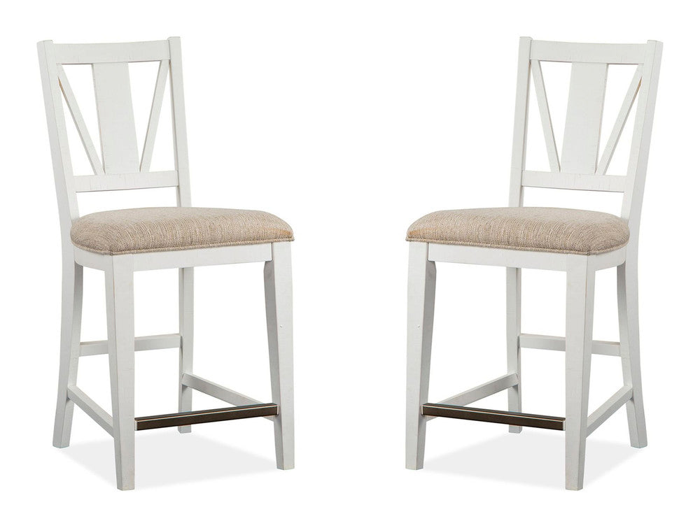 Magnussen - Heron Cove Chalk White And Dovetail Grey Extendable Counter Height Dining Table With 4 Counter Chairs - D4400-42-KIT1 view 6