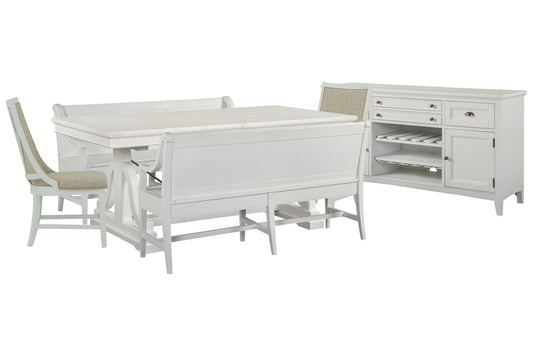 Magnussen - Heron Cove Chalk White And Dovetail Grey Extendable Trestle Dining Table With 2 Benches 2 Host Chairs And Buffet - D4400-25-KIT56 view 1