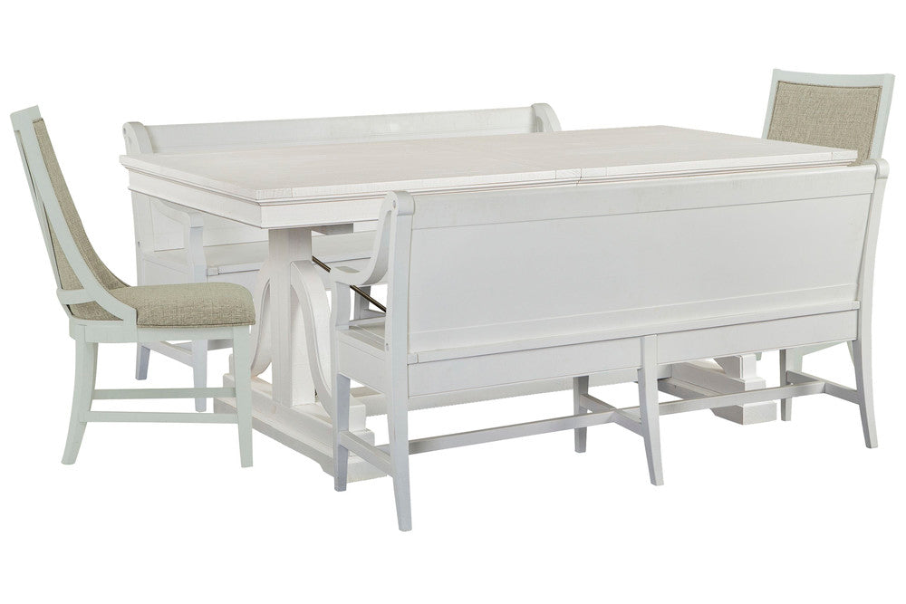 Magnussen - Heron Cove Chalk White And Dovetail Grey Extendable Trestle Dining Table With 2 Benches And 2 Host Chairs - D4400-25-KIT55 view 1