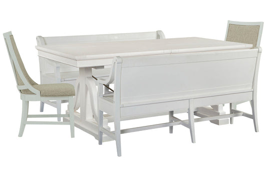 Magnussen - Heron Cove Chalk White And Dovetail Grey Extendable Trestle Dining Table With 2 Benches And 2 Host Chairs - D4400-25-KIT55 view 1