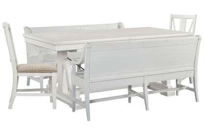 Magnussen - Heron Cove Chalk White And Dovetail Grey Extendable Trestle Dining Table With 2 Benches And 2 Side Chairs - D4400-25-KIT51 view 1