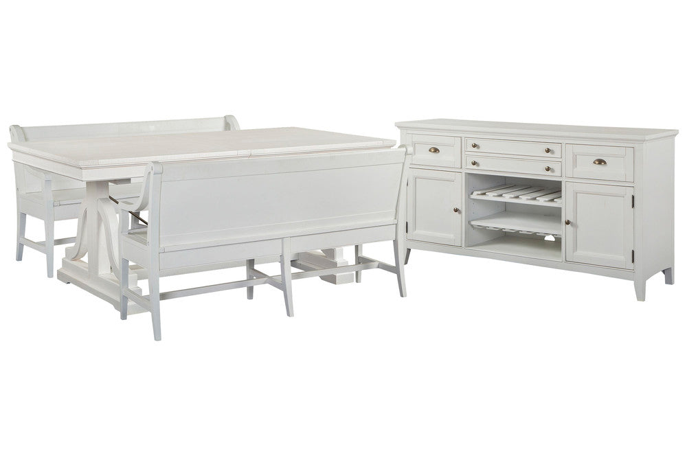 Magnussen - Heron Cove Chalk White And Dovetail Grey Extendable Trestle Dining Table With 2 Benches And Buffet - D4400-25-KIT50 view 1