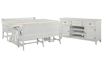 Magnussen - Heron Cove Chalk White And Dovetail Grey Extendable Trestle Dining Table With 2 Benches And Buffet - D4400-25-KIT50 view 1