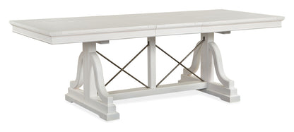 Magnussen - Heron Cove Chalk White And Dovetail Grey Extendable Trestle Dining Table With 2 Benches - D4400-25-KIT49 view 4