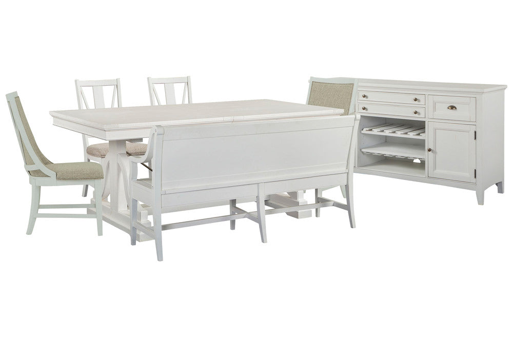 Magnussen - Heron Cove Chalk White And Dovetail Grey Extendable Trestle Dining Table With 2 Side Chairs 2 Host Chairs Bench And Buffet - D4400-25-KIT34 view 1