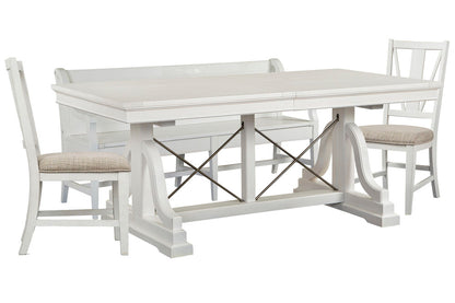 Magnussen - Heron Cove Chalk White And Dovetail Grey Extendable Trestle Dining Table With 2 Side Chairs And Bench - D4400-25-KIT25 view 1