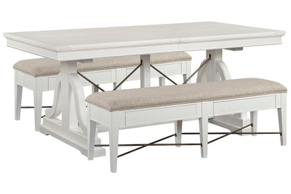 Magnussen - Heron Cove Chalk White And Dovetail Grey Extendable Trestle Dining Table With 2 Upholstered Benches - D4400-25-KIT41 view 1