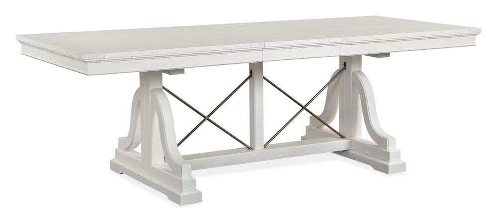 Magnussen - Heron Cove Chalk White And Dovetail Grey Extendable Trestle Dining Table With 2 Upholstered Benches - D4400-25-KIT41 view 4