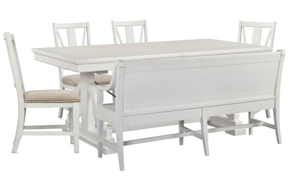 Magnussen - Heron Cove Chalk White And Dovetail Grey Extendable Trestle Dining Table With 4 Side Chairs And Bench - D4400-25-KIT27 view 1