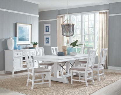 Magnussen - Heron Cove Chalk White And Dovetail Grey Extendable Trestle Dining Table With 4 Side Chairs And Bench - D4400-25-KIT27 view 9