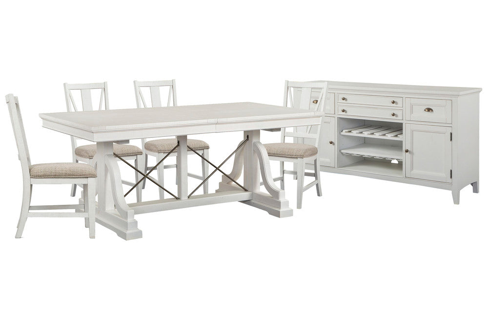 Magnussen - Heron Cove Chalk White And Dovetail Grey Extendable Trestle Dining Table With 4 Side Chairs And Buffet - D4400-25-KIT2 view 1