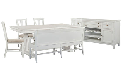 Magnussen - Heron Cove Chalk White And Dovetail Grey Extendable Trestle Dining Table With 4 Side Chairs Bench And Buffet - D4400-25-KIT28 view 1