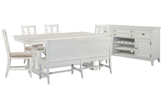 Magnussen - Heron Cove Chalk White And Dovetail Grey Extendable Trestle Dining Table With 4 Side Chairs Bench And Buffet - D4400-25-KIT28 view 1