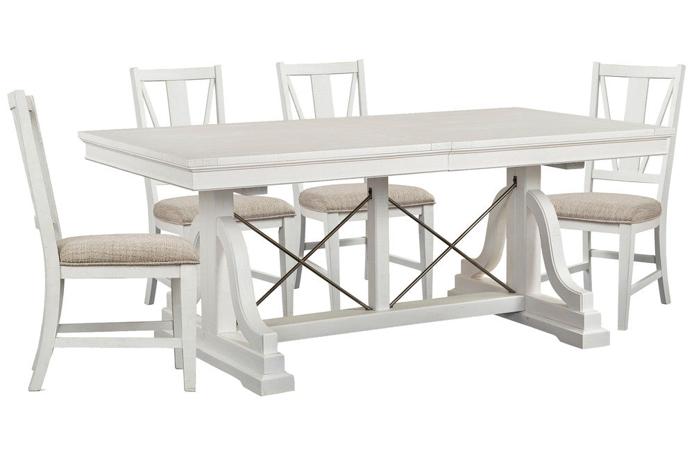 Magnussen - Heron Cove Chalk White And Dovetail Grey Extendable Trestle Dining Table With 4 Side Chairs - D4400-25-KIT1 view 1