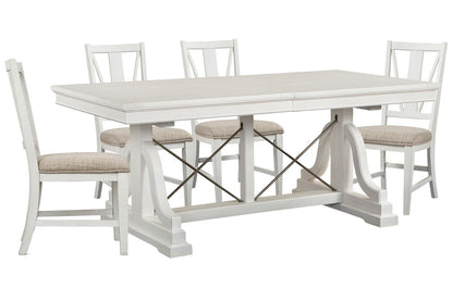 Magnussen - Heron Cove Chalk White And Dovetail Grey Extendable Trestle Dining Table With 4 Side Chairs - D4400-25-KIT1 view 1