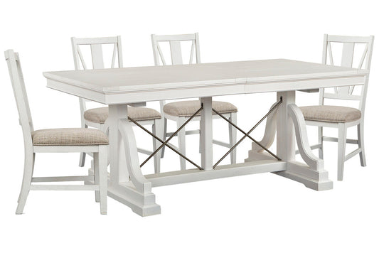 Magnussen - Heron Cove Chalk White And Dovetail Grey Extendable Trestle Dining Table With 4 Side Chairs - D4400-25-KIT1 view 1