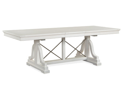 Magnussen - Heron Cove Chalk White And Dovetail Grey Extendable Trestle Dining Table With 4 Upholstered Side Chairs - D4400-25-KIT5 view 7