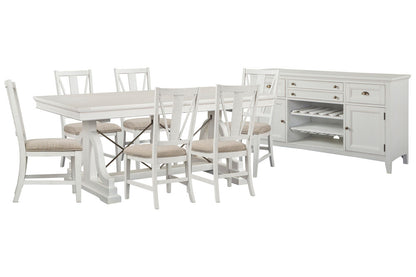 Magnussen - Heron Cove Chalk White And Dovetail Grey Extendable Trestle Dining Table With 6 Side Chairs And Buffet - D4400-25-KIT4 view 1