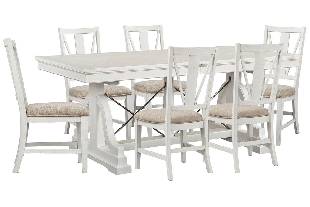 Magnussen - Heron Cove Chalk White And Dovetail Grey Extendable Trestle Dining Table With 6 Side Chairs - D4400-25-KIT3 view 1