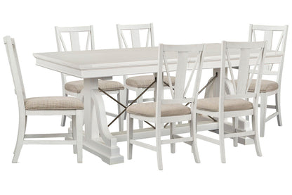 Magnussen - Heron Cove Chalk White And Dovetail Grey Extendable Trestle Dining Table With 6 Side Chairs - D4400-25-KIT3 view 1