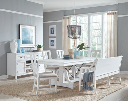 Magnussen - Heron Cove Chalk White And Dovetail Grey Extendable Trestle Dining Table With 6 Upholstered Side Chairs - D4400-25-KIT7 view 11