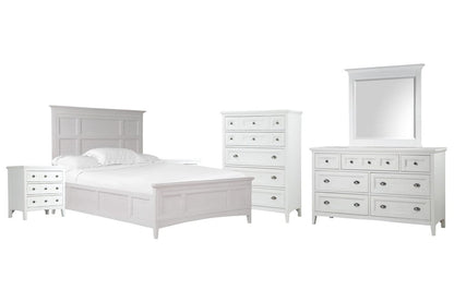 Magnussen - Heron Cove Chalk White And Dovetail Grey King Panel Bed 2 Nightstands Drawer Dresser With Landscape Mirror And Drawer Chest - B4400-64-KIT5 view 1