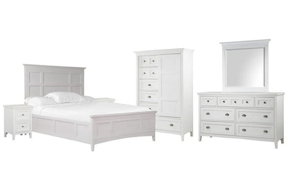 Magnussen - Heron Cove Chalk White And Dovetail Grey King Panel Bed 2 Small Nightstands Drawer Dresser With Landscape Mirror And Door Chest - B4400-64-KIT11 view 1