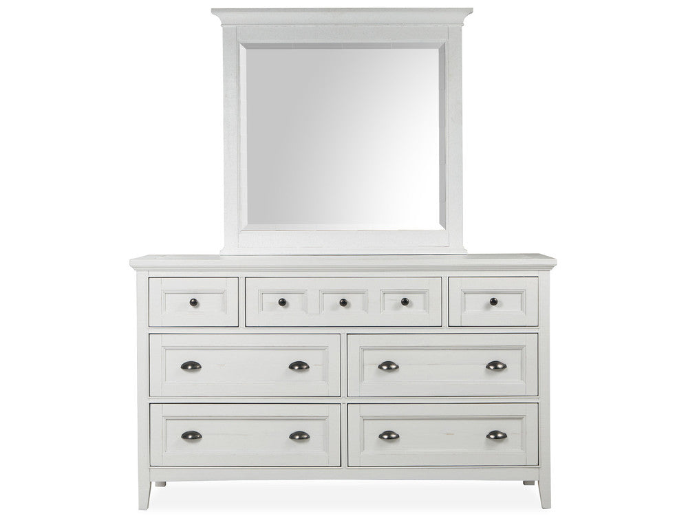 Magnussen - Heron Cove Chalk White And Dovetail Grey King Panel Bed And Drawer Dresser With Landscape Mirror - B4400-64-KIT3 view 3