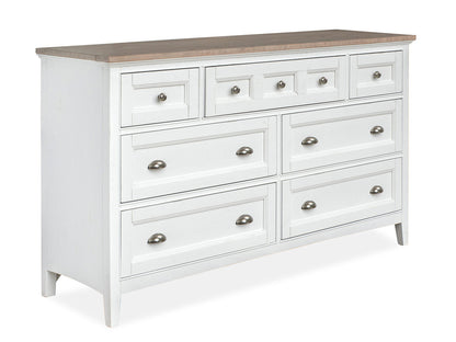 Magnussen - Heron Cove Chalk White And Dovetail Grey King Panel Bed And Drawer Dresser With Landscape Mirror (Two Tone) - B4400-64-KIT14 view 4