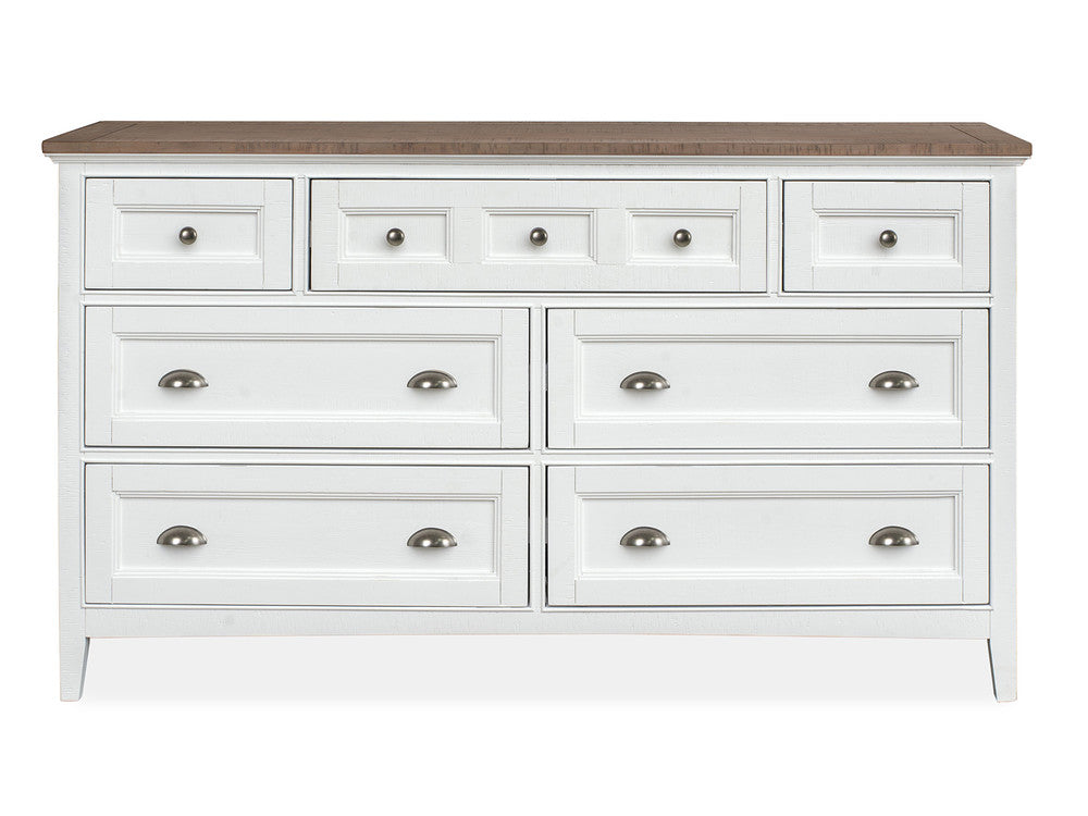 Magnussen - Heron Cove Chalk White And Dovetail Grey King Panel Bed And Drawer Dresser With Landscape Mirror (Two Tone) - B4400-64-KIT14 view 5