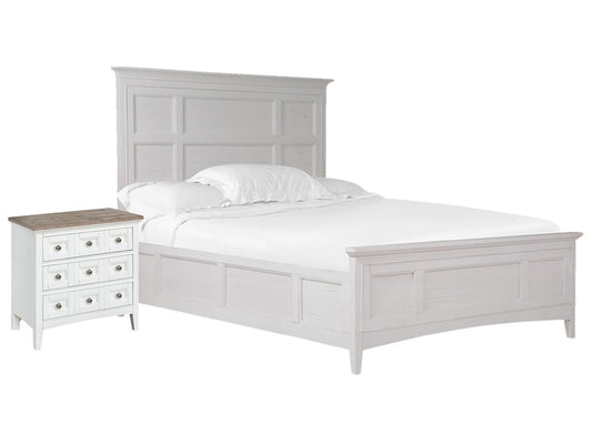 Magnussen - Heron Cove Chalk White And Dovetail Grey King Panel Bed With Nightstand (Two Tone) - B4400-64-KIT12 view 1