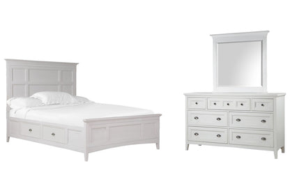 Magnussen - Heron Cove Chalk White And Dovetail Grey King Panel Storage Bed And Drawer Dresser With Landscape Mirror - B4400-65-KIT3 view 1