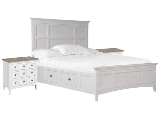 Magnussen - Heron Cove Chalk White And Dovetail Grey King Panel Storage Bed With 2 Nightstands (Two Tone) - B4400-65-KIT13 view 1
