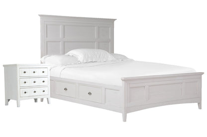 Magnussen - Heron Cove Chalk White And Dovetail Grey King Panel Storage Bed With Nightstand - B4400-65-KIT1 view 1