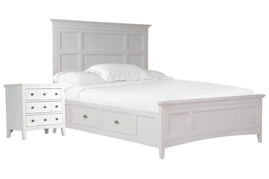 Magnussen - Heron Cove Chalk White And Dovetail Grey King Panel Storage Bed With Nightstand - B4400-65-KIT1 view 1