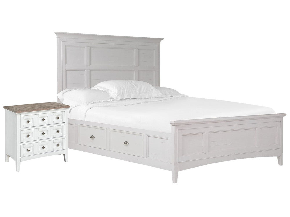Magnussen - Heron Cove Chalk White And Dovetail Grey King Panel Storage Bed With Nightstand (Two Tone) - B4400-65-KIT12 view 1