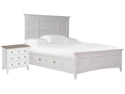 Magnussen - Heron Cove Chalk White And Dovetail Grey King Panel Storage Bed With Nightstand (Two Tone) - B4400-65-KIT12 view 1