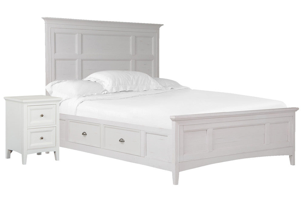 Magnussen - Heron Cove Chalk White And Dovetail Grey King Panel Storage Bed With Small Nightstand - B4400-65-KIT7 view 1