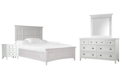 Magnussen - Heron Cove Chalk White And Dovetail Grey Queen Panel Bed 2 Nightstands And Drawer Dresser With Landscape Mirror - B4400-54-KIT4 view 1