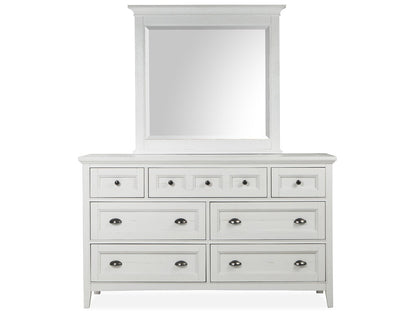 Magnussen - Heron Cove Chalk White And Dovetail Grey Queen Panel Bed And Drawer Dresser With Landscape Mirror - B4400-54-KIT3 view 3