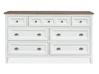 Magnussen - Heron Cove Chalk White And Dovetail Grey Queen Panel Bed And Drawer Dresser With Landscape Mirror (Two Tone) - B4400-54-KIT14 view 5