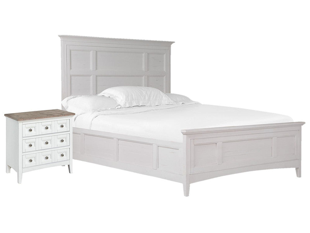 Magnussen - Heron Cove Chalk White And Dovetail Grey Queen Panel Bed With Nightstand (Two Tone) - B4400-54-KIT12 view 1
