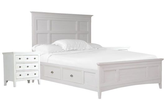 Magnussen - Heron Cove Chalk White And Dovetail Grey Queen Panel Storage Bed With 2 Nightstands - B4400-55-KIT2 view 1