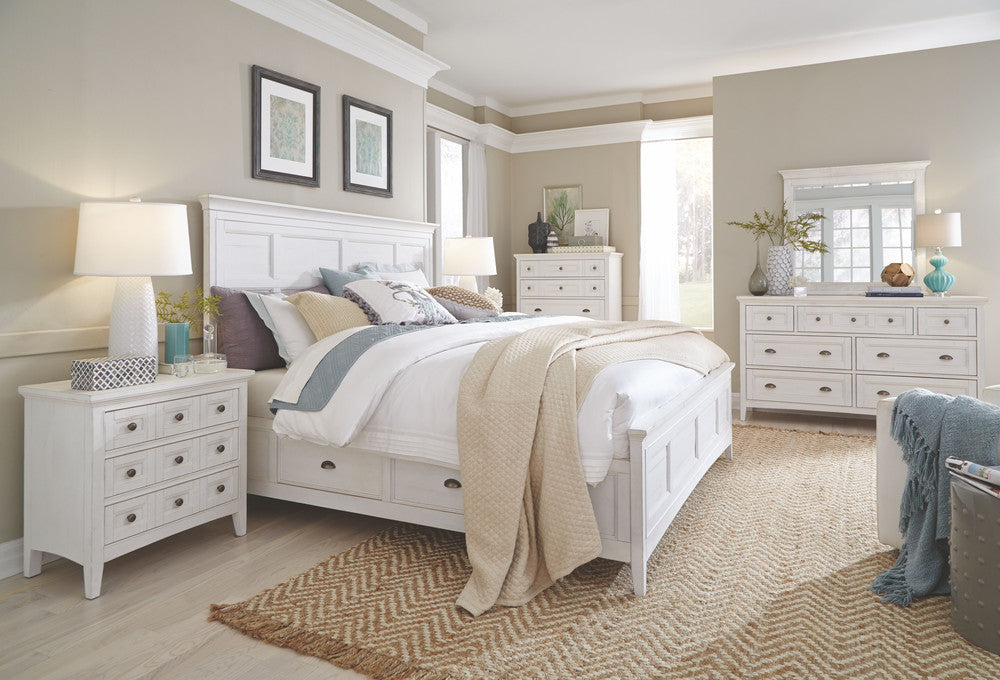 Magnussen - Heron Cove Chalk White And Dovetail Grey Queen Panel Storage Bed With 2 Nightstands - B4400-55-KIT2 view 6